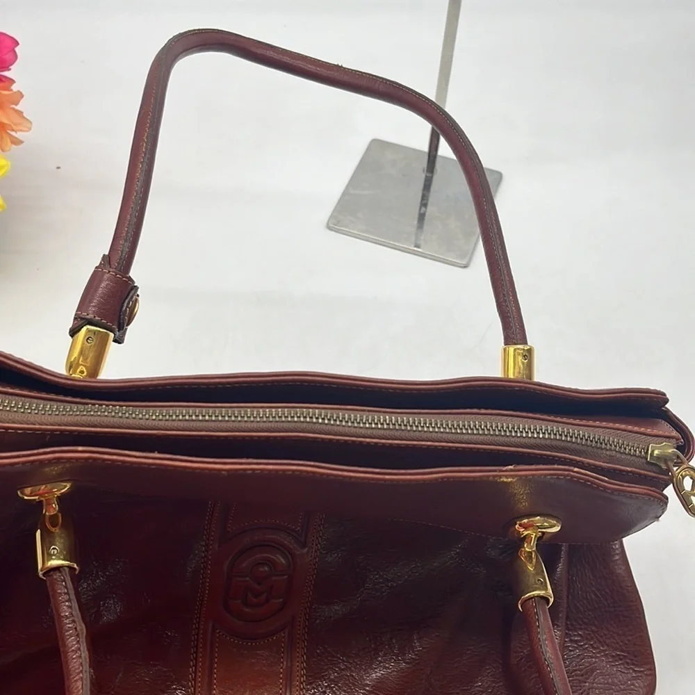 Marino Orlandi Large Leather Satchel Tote Bag Made in Italy. BRN3594D